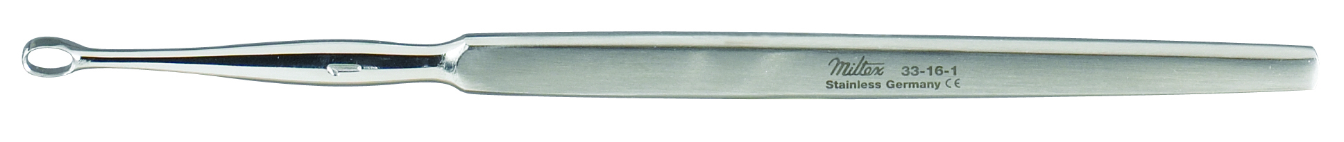 Curette Dermal Curette Miltex® Piffard 5-1/2 Inch Length Flat Handle Size 2 Tip Straight Fenestrated Oval Tip by Integra York PA, Inc. (Miltex)  ID 33-16-2